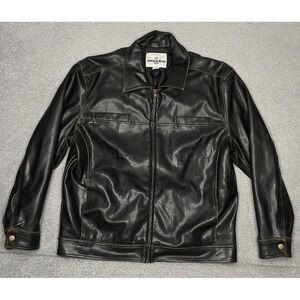 Vintage‎ Anchor Blue Faux Leather Jacket Mens Large Motorcycle Full Zip
